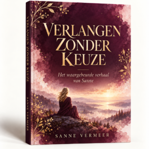 Verlangen Zonder Keuze — het waargebeurde verhaal van Sanne Vermeer, aubergine omslag met gouden letters